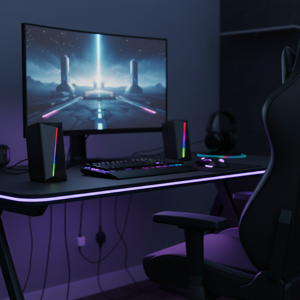 RGB Stereo Gaming Speakers – Powerful Sound with Color-Changing Lights