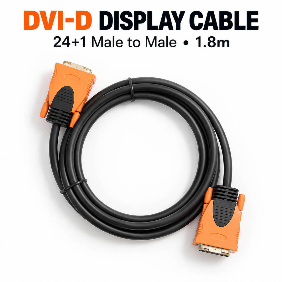 Vcom 1.8m DVI-D 24+1 male-to-male display cable