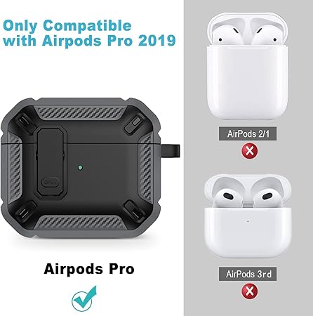 Black & Black AirPods Pro Heavy Duty Shockproof Cover Apple Case Armor Earphone + Cleaning Kit Bundle