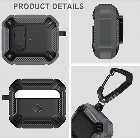 Black & Black AirPods Pro Heavy Duty Shockproof Cover Apple Case Armor Earphone + Cleaning Kit Bundle