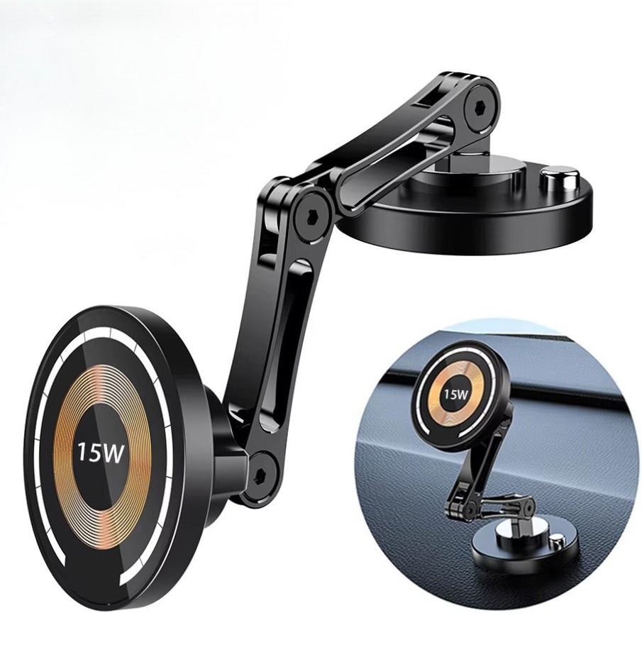 Magnetic Wireless Car Phone Mount – 15W Fast Charging & 360° Rotation