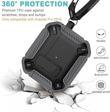 Black & Black AirPods Pro Heavy Duty Shockproof Cover Apple Case Armor Earphone + Cleaning Kit Bundle