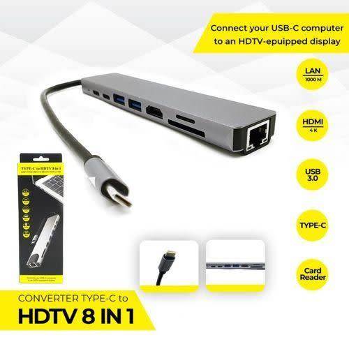 8 - in - 1 USB - C Hub Adapter – HDMI 4K, RJ45 Ethernet, SD/TF, PD Fast Charging - Leefair