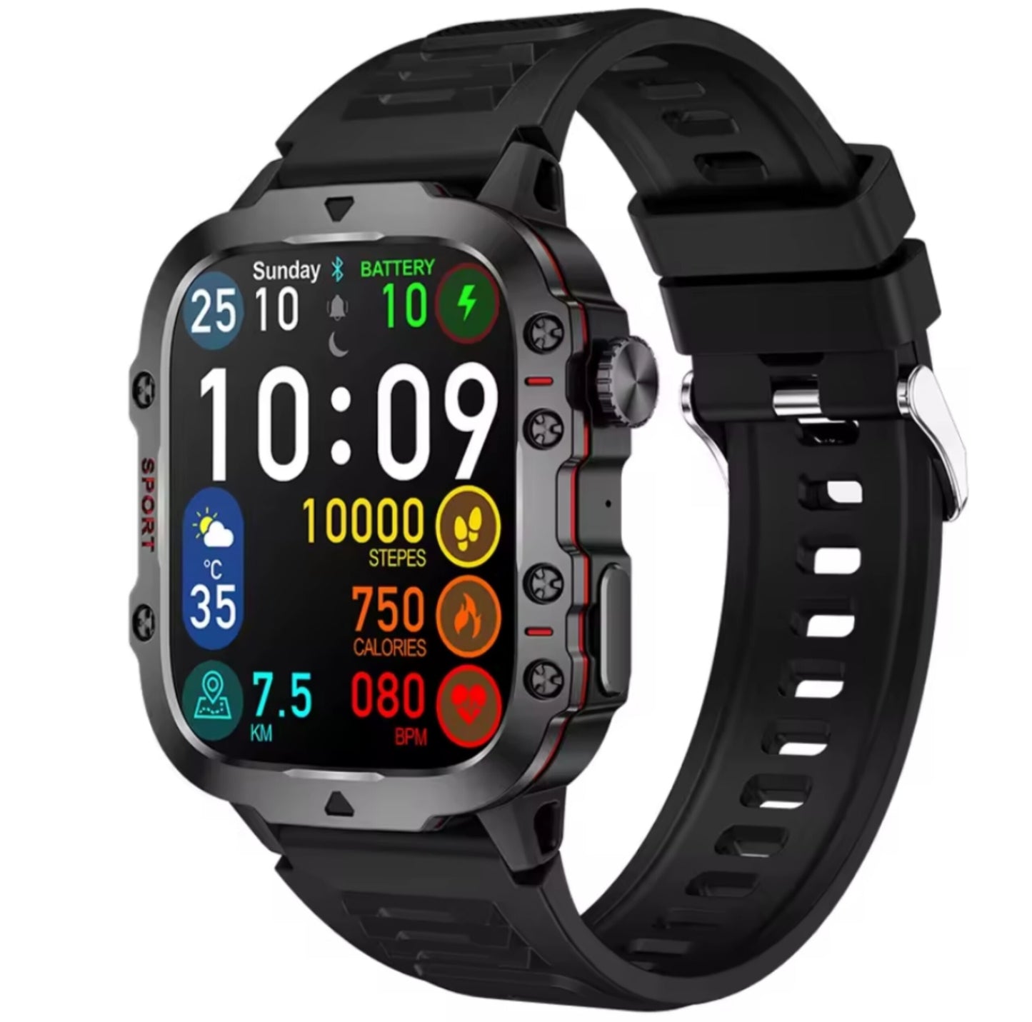 Waterproof Smart Fitness Watch with Heart Rate, Steps & Bluetooth Calling