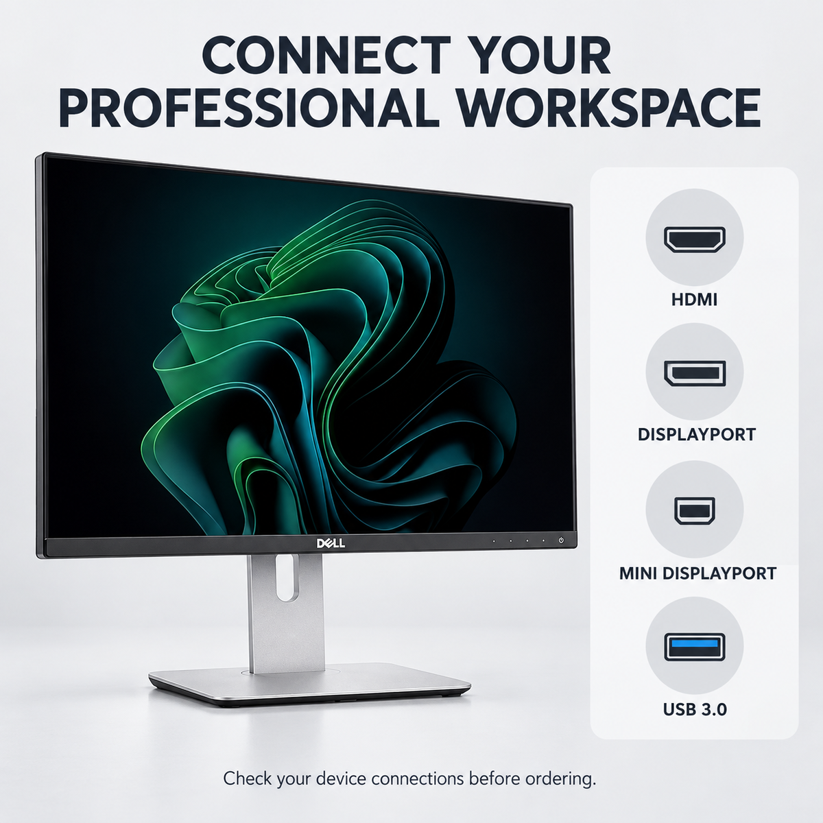 Dell professional monitor HDMI DisplayPort Mini DisplayPort and USB 3.0