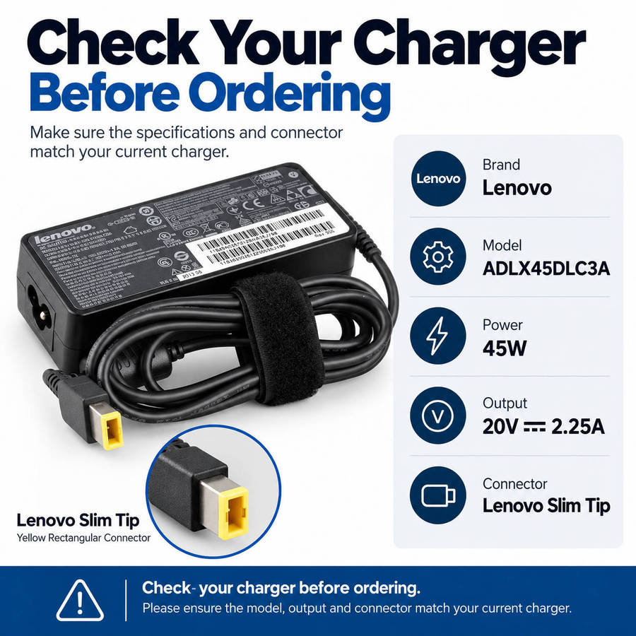 Yellow rectangular Lenovo slim-tip connector