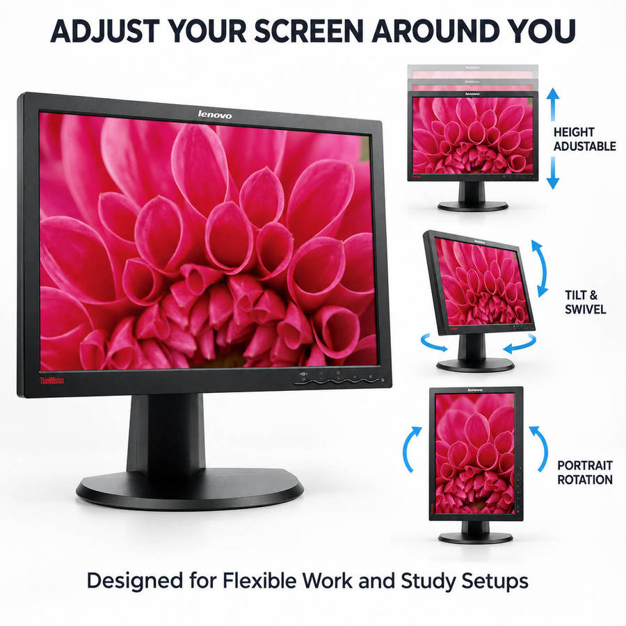 Lenovo monitor height adjustment tilt swivel and portrait rotation