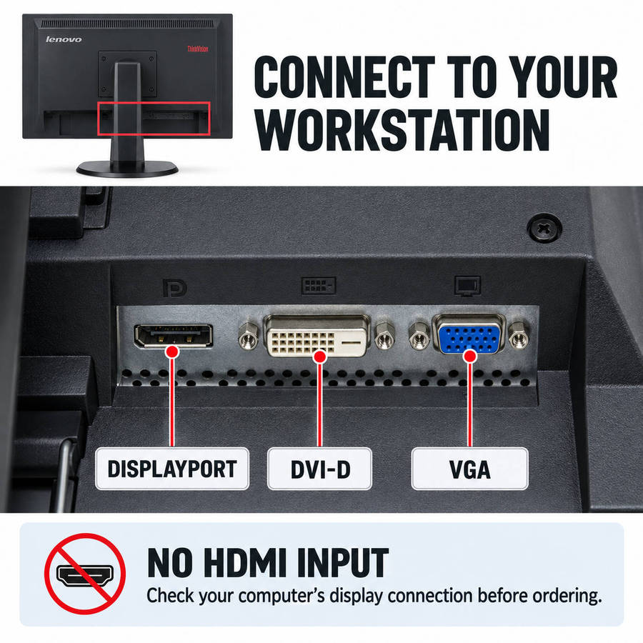 Lenovo monitor DisplayPort DVI-D and VGA connectivity