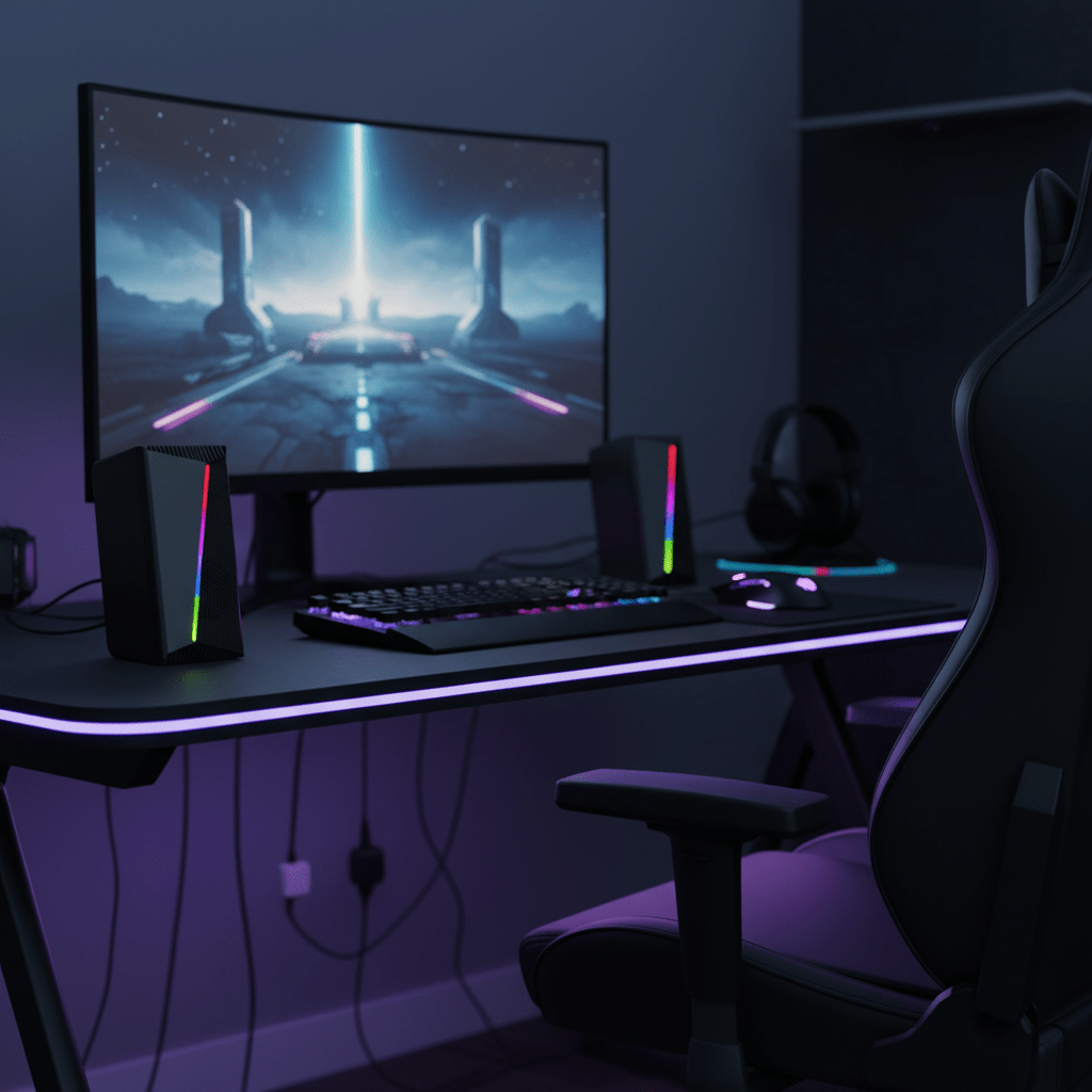 RGB Stereo Gaming Speakers – Powerful Sound with Color - Changing Lights - Leefair