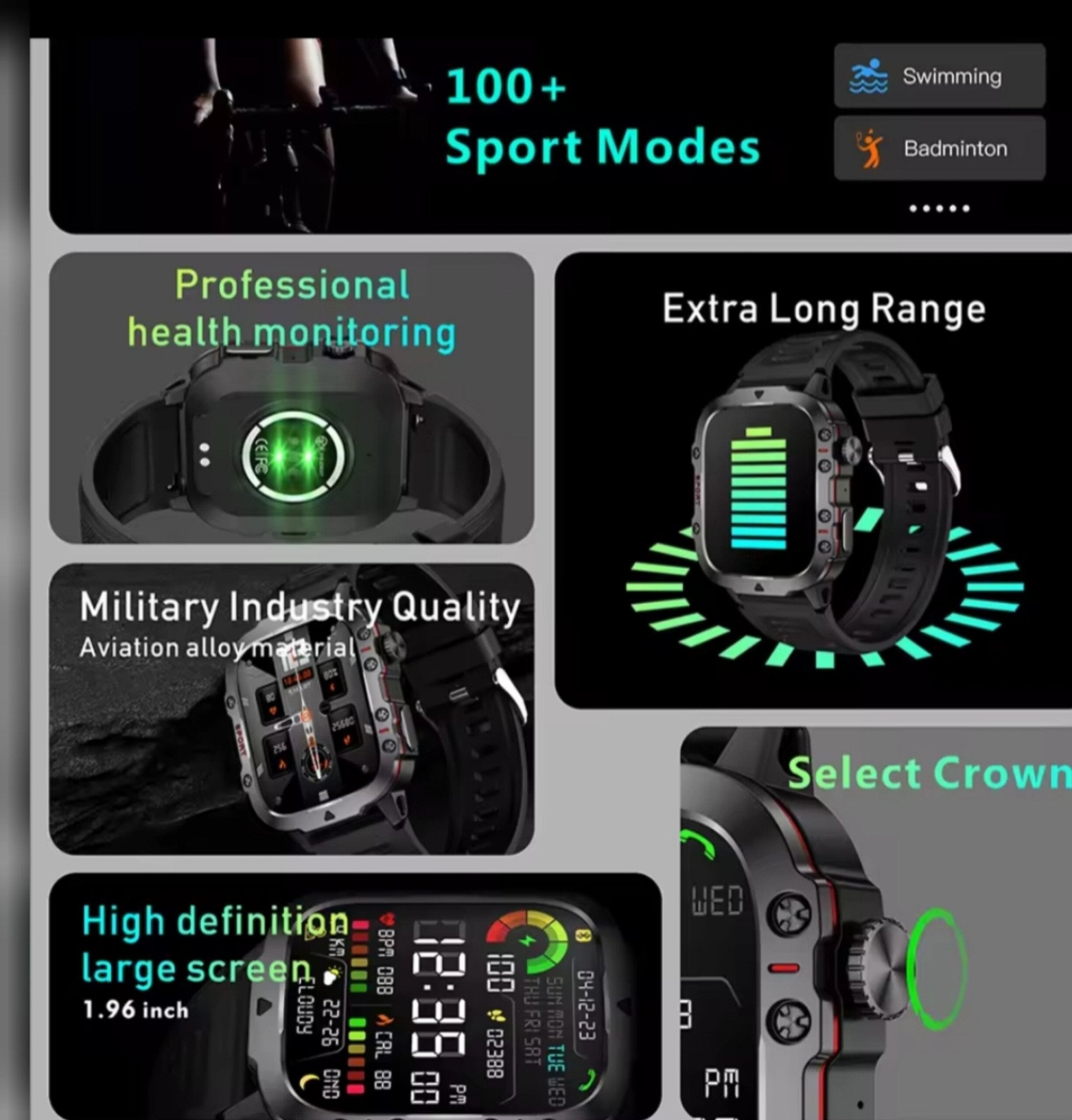 Waterproof Smart Fitness Watch with Heart Rate, Steps & Bluetooth Calling - Leefair