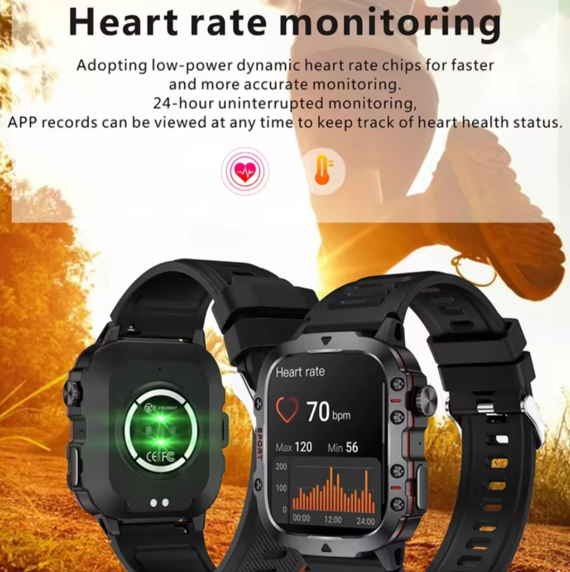 Waterproof Smart Fitness Watch with Heart Rate, Steps & Bluetooth Calling - Leefair